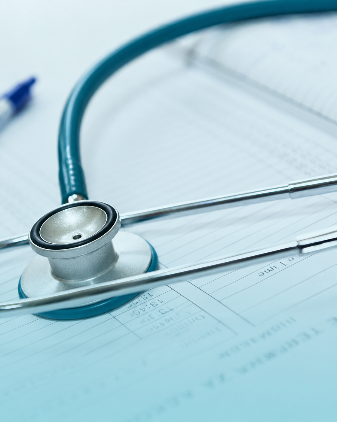 Clinical Stethoscope on Medical Chart